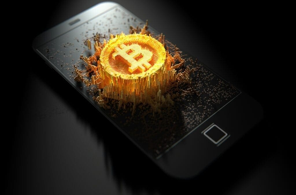 Bitcoin on a mobile screen