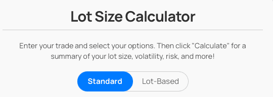 Lot-Based vs Standard Lot Size Calculation on Lot Size Calculator