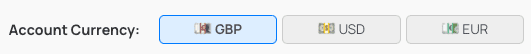 Account Current Selector on Lot Size Calculator