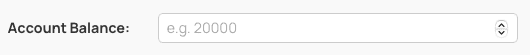 Account Balance Type-In for Lot Size Calculator
