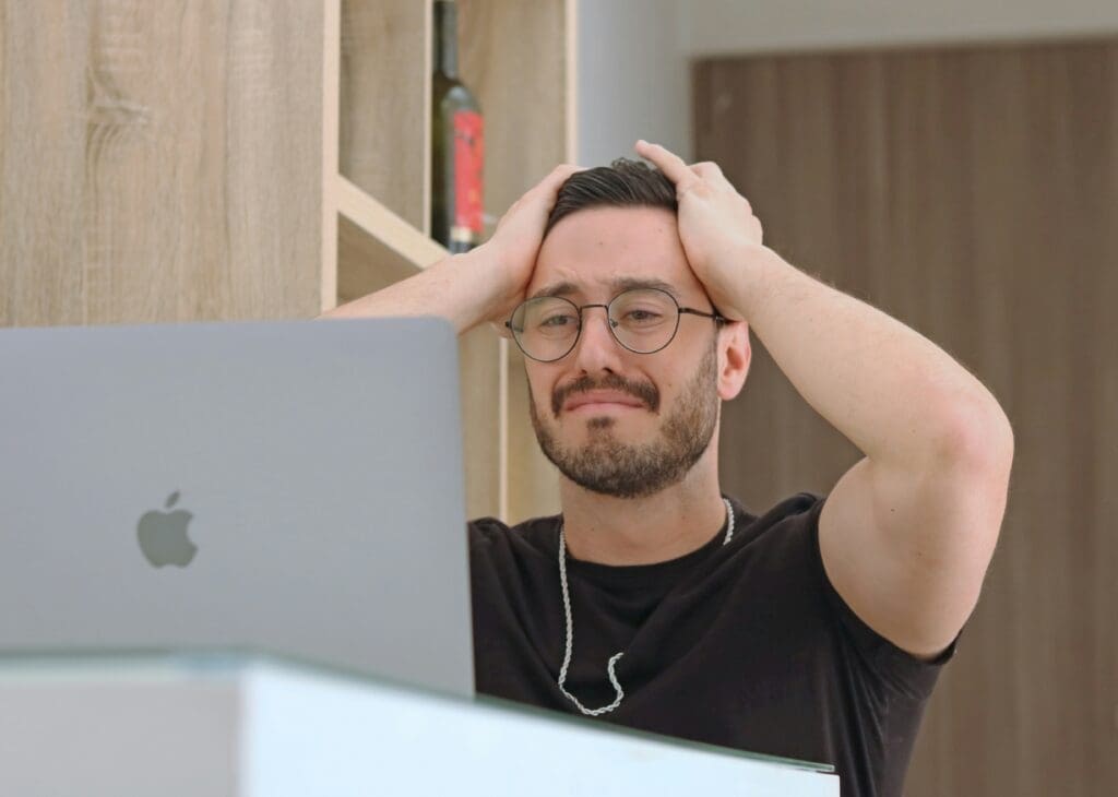 Man making a mistake